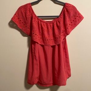 #10. Sanctuary Coral Eyelet Top